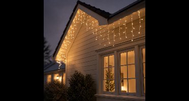 Lumineo Ijspegelverlichting - 2x - 180 led lampjes - warm wit - 480 cm - hoogte 52 cm - flashing
