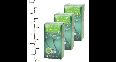 Lumineo kerstverlichting - 3x - batterij - 48 led lampjes - helder wit - 400 cm