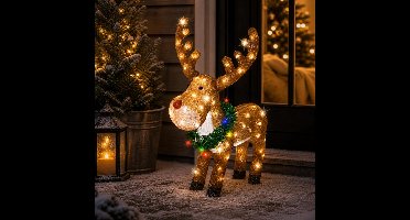 Lumineo Kerstverlichting figuur - rendier - 36 x 45 x 58 cm - acryl - buiten - lichtfiguur