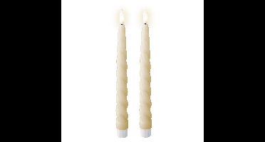 Lumineo LED dinerkaarsen - 2x st - creme wit -H24,5 cm - met timer functie