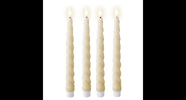 Lumineo LED dinerkaarsen - 4x st - creme wit -H24,5 cm - met timer functie