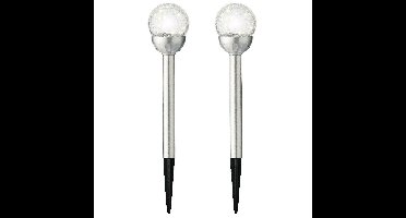 Lumineo LED steker bol Navi - 2x - solar - 30 cm - RVS - tuinverlichting tuinsteker - Tuinlampen