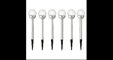 Lumineo LED steker bol Navi - 6x - solar - 30 cm - RVS - tuinverlichting tuinsteker - Tuinlampen
