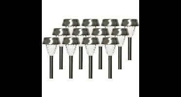 Lumineo Prikspot - 12x - LED - 24 cm - RVS - lantaarn stekers - solar verlichting- Buiten