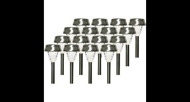 Lumineo Prikspot - 16x - LED - 24 cm - RVS - lantaarn stekers - solar verlichting- Buiten