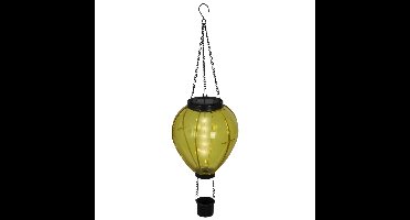 Lumineo solar luchtballon lantaarn - geel - H26 x D14 cm - kunststof - vlam effect - tuinverlichting