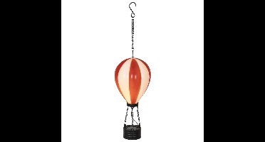 Lumineo solar luchtballon lantaarn - rood - H22 x D10 cm - kunststof - vlam effect - tuinverlichting
