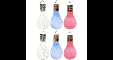Lumineo Solar tuin feestlampjes - 6x - LED - 2 x 3 kleuren - lampen - 14 cm