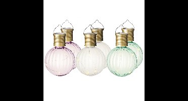 Lumineo tuin feestlampjes - solar - 12x stuks - gekleurd - 11 cm - aan haak