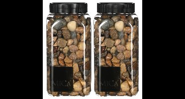 Mica Decorations decoratie stenen - 2x - 650ml - donkerbruin mix - hobby steentjes