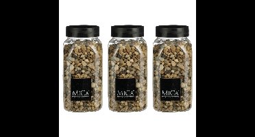Mica Decorations decoratie stenen - 3x - 650ml - bruin mix - hobby steentjes