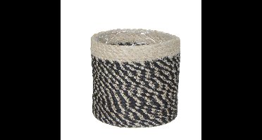 Mica Decorations Plantenmand - naturel met zwart - rotan - 14 cm