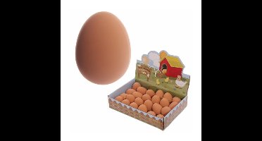 Nep stuiterend ei - 5x - rubber - bruin - 5 cm - stuiterbal fop eieren