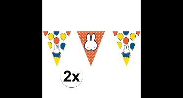 Nijntje vlaggenlijn - 2x stuks - 10 meter - plastic - feest - verjaardag versiering - slingers