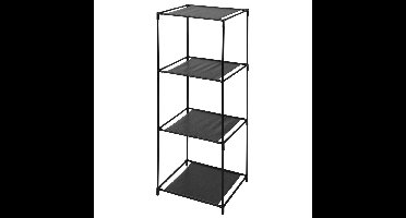 Opbergrek 3-laags - metaal - kunststof - zwart - 34 x 104 cm - voor opbergmanden