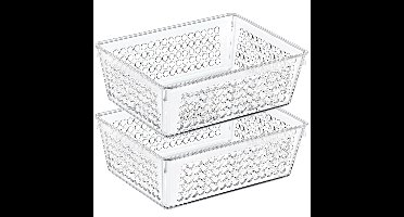 Organizer/opbergmandje - 2x - kunststof - transparant - 1.2L - 18 x 13 x 6 cm