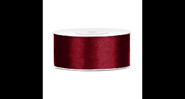 Partydeco Cadeaulint - bordeaux - 2,5 cm x 25 meter - satijn - sierlint - inpakken - decoratie
