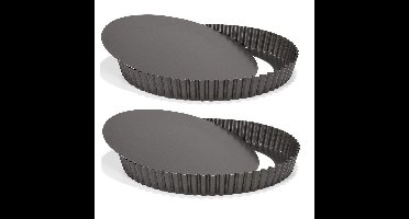 Patisse Bakvorm - 2x - voor taart of quiche - losse bodem - 24 cm - zwart