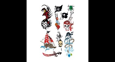 Piraten thema tattoo/tattoeage stickers - 45x stuks - kinder tattoeages - Piratenfeest
