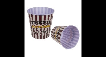 Popcorn bak - 2x - rood/wit - kunststof - D17,5 cm - 5 liter - herbruikbaar