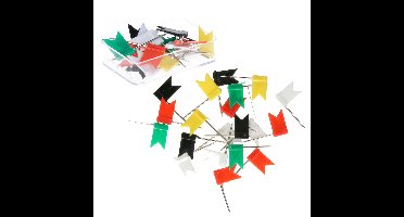 Punaise vlaggetjes - 40x - voor prikbord/memobord/wereldkaart - gekleurd
