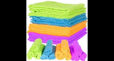 Ruhhy Microvezeldoekjes - 60x stuks - 30 x 30 cm - kleuren mix - schoonmaakdoekjes