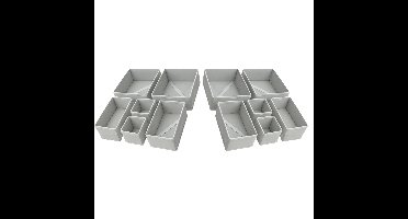 Ruhhy opbergmanden - 12x stuks - 3 formaten - grijs - ondergoed en sokken - ladekast organizer