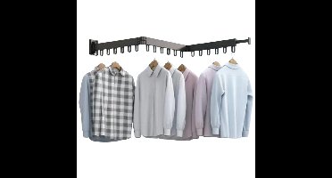 Ruhhy Wand kledingrek / droogrek - 103 tot 127 cm - zwart - inklapbaar - draaibare kledinghanger