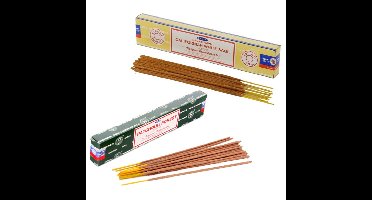 Satya Wierook cadeaus set - 2x geurstokjes - Witte Salie en Patchouli Forrest geur - Meditatie