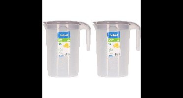 Schenkkan/waterkan - 2x - taupe - 1750 ML - kunststof - 10 x 20 x 22 cm