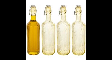 Secret de Gourmet Beugelfles / Weckfles - 4x - geel glas - luchtdicht - 1 liter - waterfles