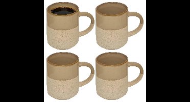 Secret de Gourmet koffie kopjes - Cairo - 4x stuks - taupe/beige - 200 ml - mokken - keramiek