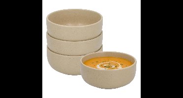 Secret de Gourmet Soepkom Zanzibar - 4x - beige - 15 x 6 cm - keramiek - kommetjes - schaaltjes