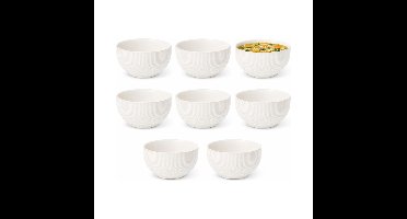 Secret de Gourmet Soepkommen Memphis - 8x - D14 cm - wit - keramiek - schaaltjes - stapelbaar