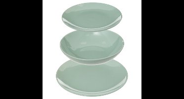 Servies set Colorama uni - 18-delig - groen - aardewerk dinerservies - tafelservies - 6 personen