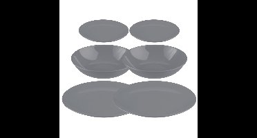 Servies set Colorama uni - 36-delig - grijs - aardewerk dinerservies - tafelservies - 12 personen