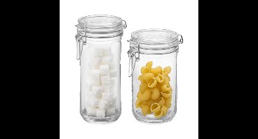 Set van 2 weckpotten - glas - transparant - 1 L en 0,75 L - Bormiolo Rocco