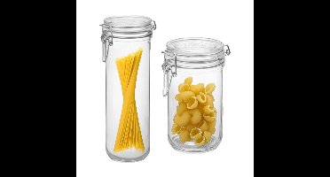 Set van 2 weckpotten - glas - transparant - 1,5 L en 0,75 L - Bormiolo Rocco