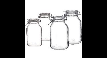 Set van 4x stuks weckpotten/inmaakpotten met beugelsluiting 2 liter - 3 liter