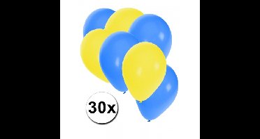 Shoppartners Ballonnen - 30x geel en blauw - 27 cm
