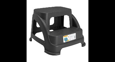Solutions Opstapkrukje - 2 tredes - antraciet - kunststof - 43 x 37 x 28 cm