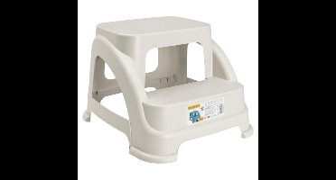 Solutions Opstapkrukje - 2 tredes - wit - kunststof - 43 x 37 x 28 cm