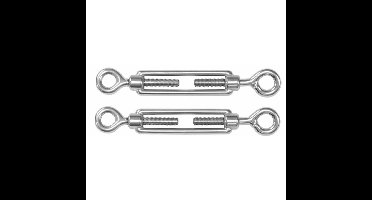 Spanschroeven/draadspanner met oog/oog - 2x - 8cm - verzinkt zamak - 100kg - M10 schroefdraad