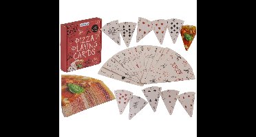 Speelkaarten Pizza Party - 54 kaarten - pizzapunt - kaartspel - in pizzadoos - 8 x 10 cm