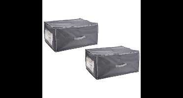 Storage Solutions Dekbed/kussen opberghoes - 2x stuks - met venster - grijs - 60 x 45 x 30 cm