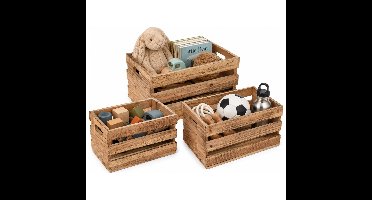 Storage Solutions Opbergkisten - set 3x stuks - sparrenhout - decoratief - vintage look