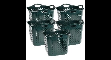 Storage Solutions Opbergmand - 5x - kunststof - 40 x 40 x 32 cm - groen - met handvaten