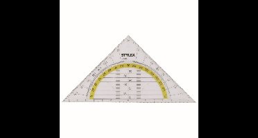 Stylex Geodriehoek - met liniaal en gradenboog - kunststof - 14 x 9 cm - wiskunde/school