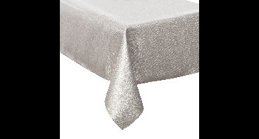 Tafelkleed/tafellaken - zilver - glitter - 140 x 360 cm - polyester - rechthoekig