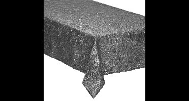 Tafelkleed/tafellaken - zilver - sterren - 140 x 360 cm - polyester - rechthoekig